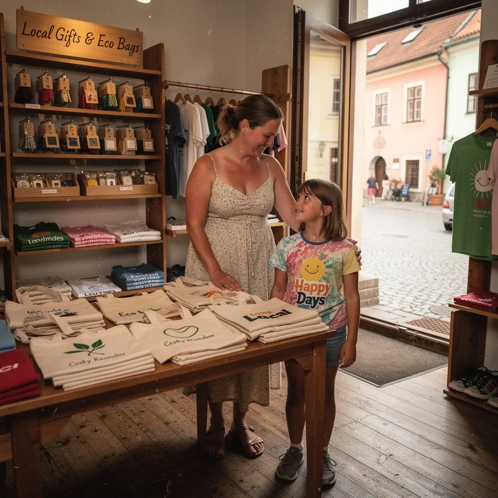 Děti se radují z dárkových předmětů během firemní akce.